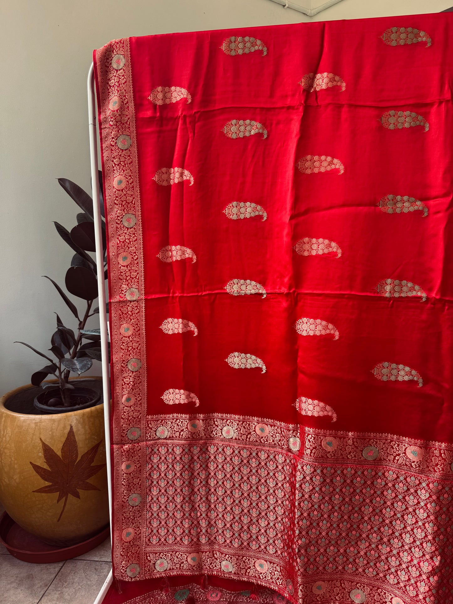 Red Mashru Banaras saree