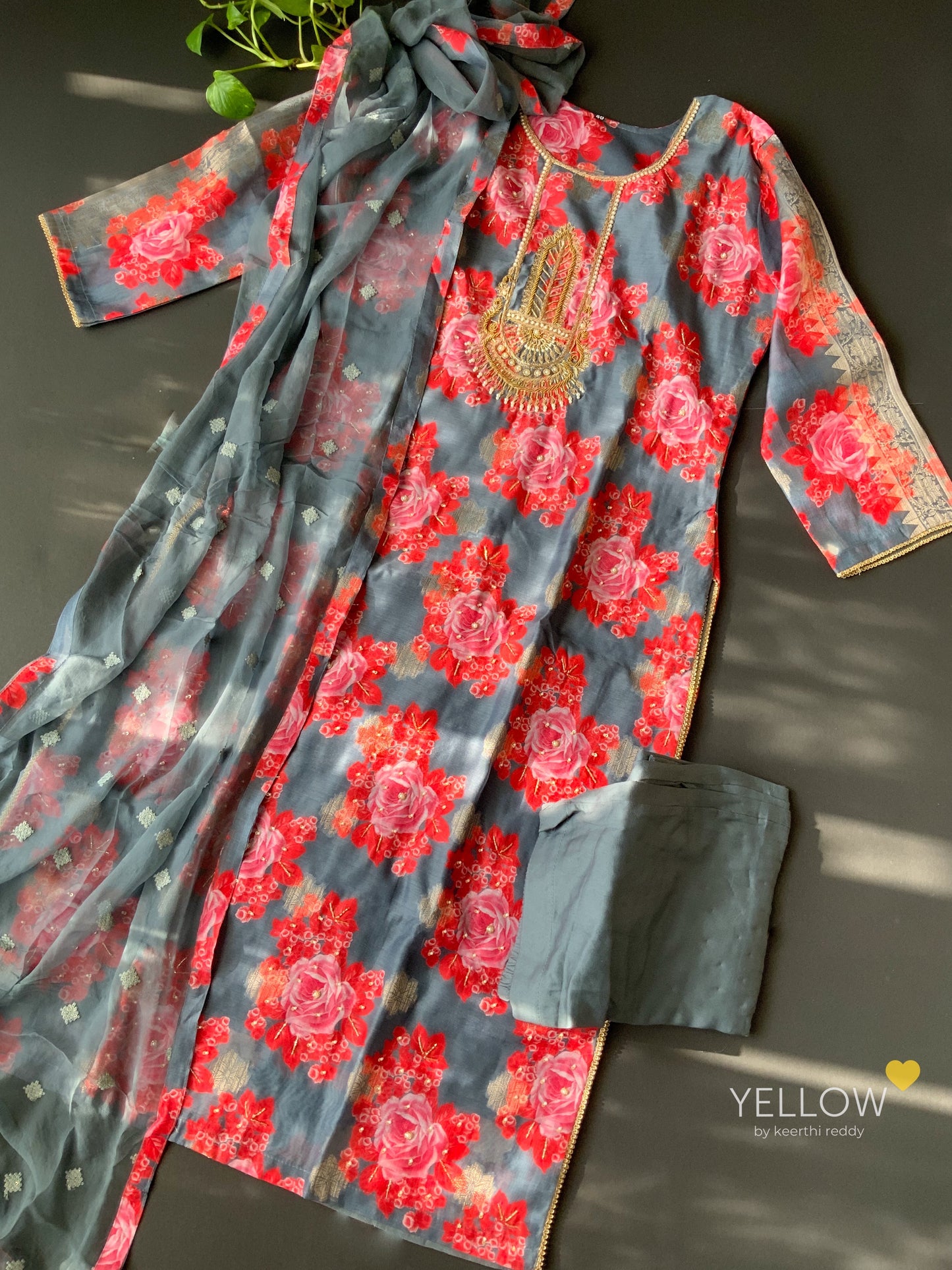 FLORAL CHANDERI SUIT