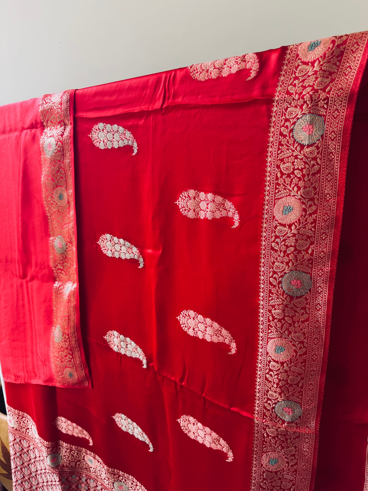 Red Mashru Banaras saree