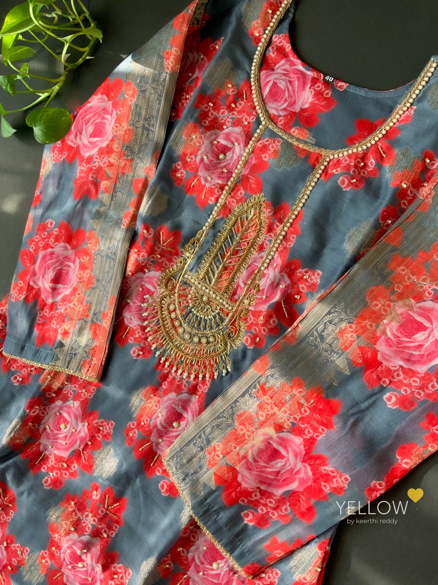 FLORAL CHANDERI SUIT