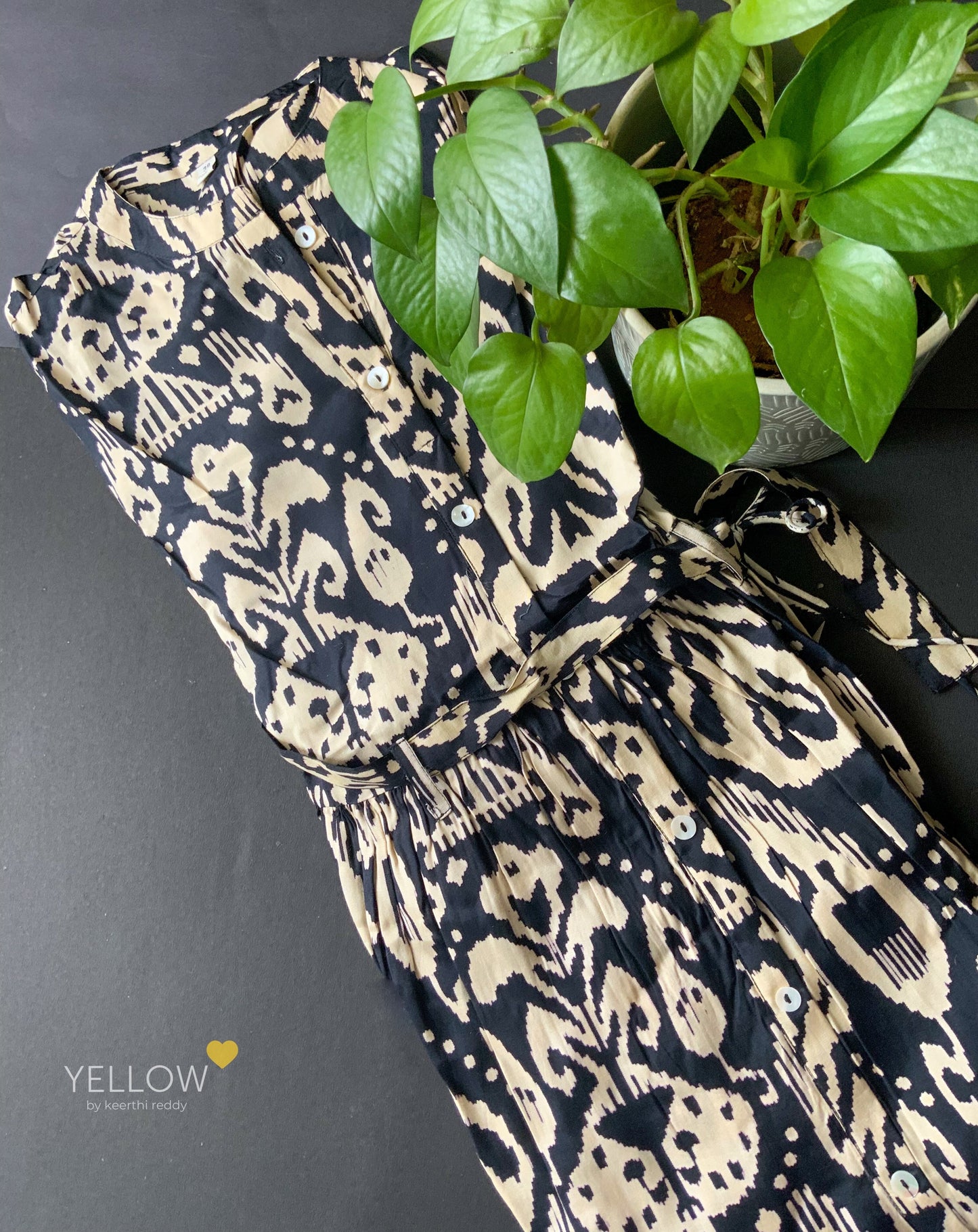Silk Printed Flared Gown With Tieup Belt