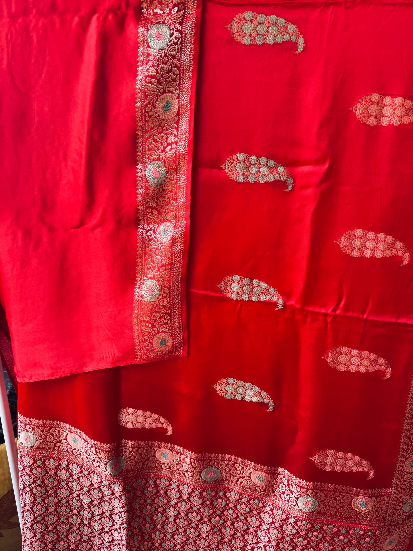 Red Mashru Banaras saree