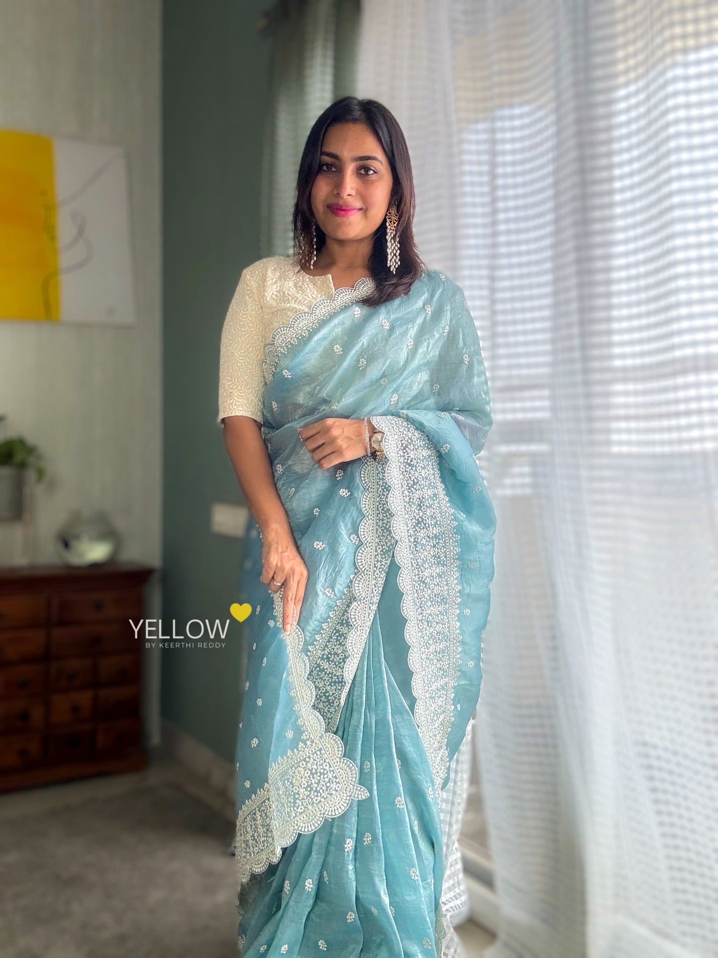 Pastel organza saree