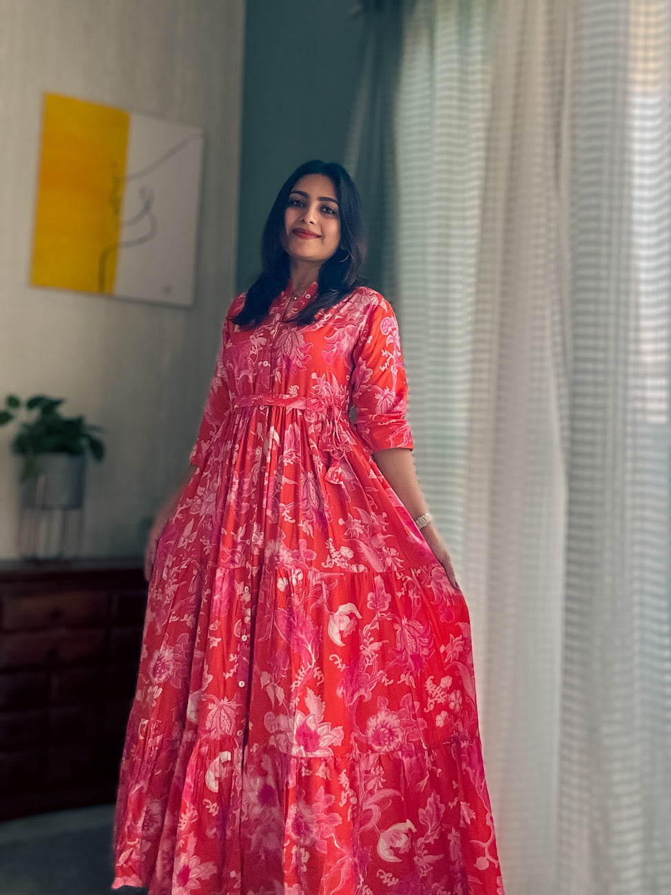 PRINTS AND FLARE - PINK ORANGE