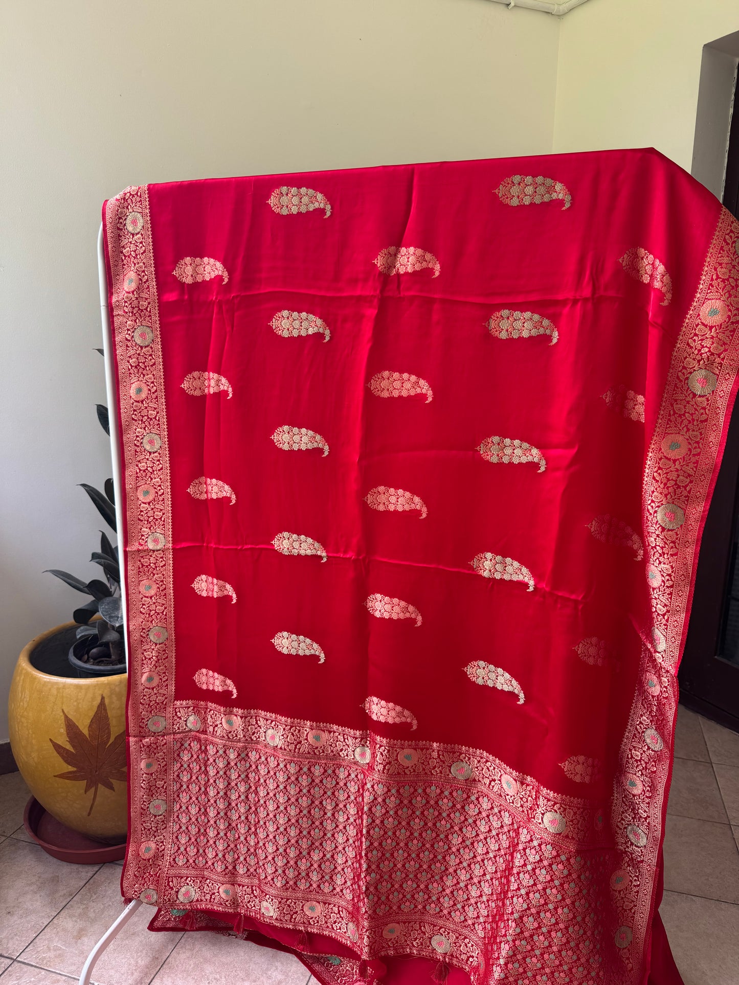 Red Mashru Banaras saree
