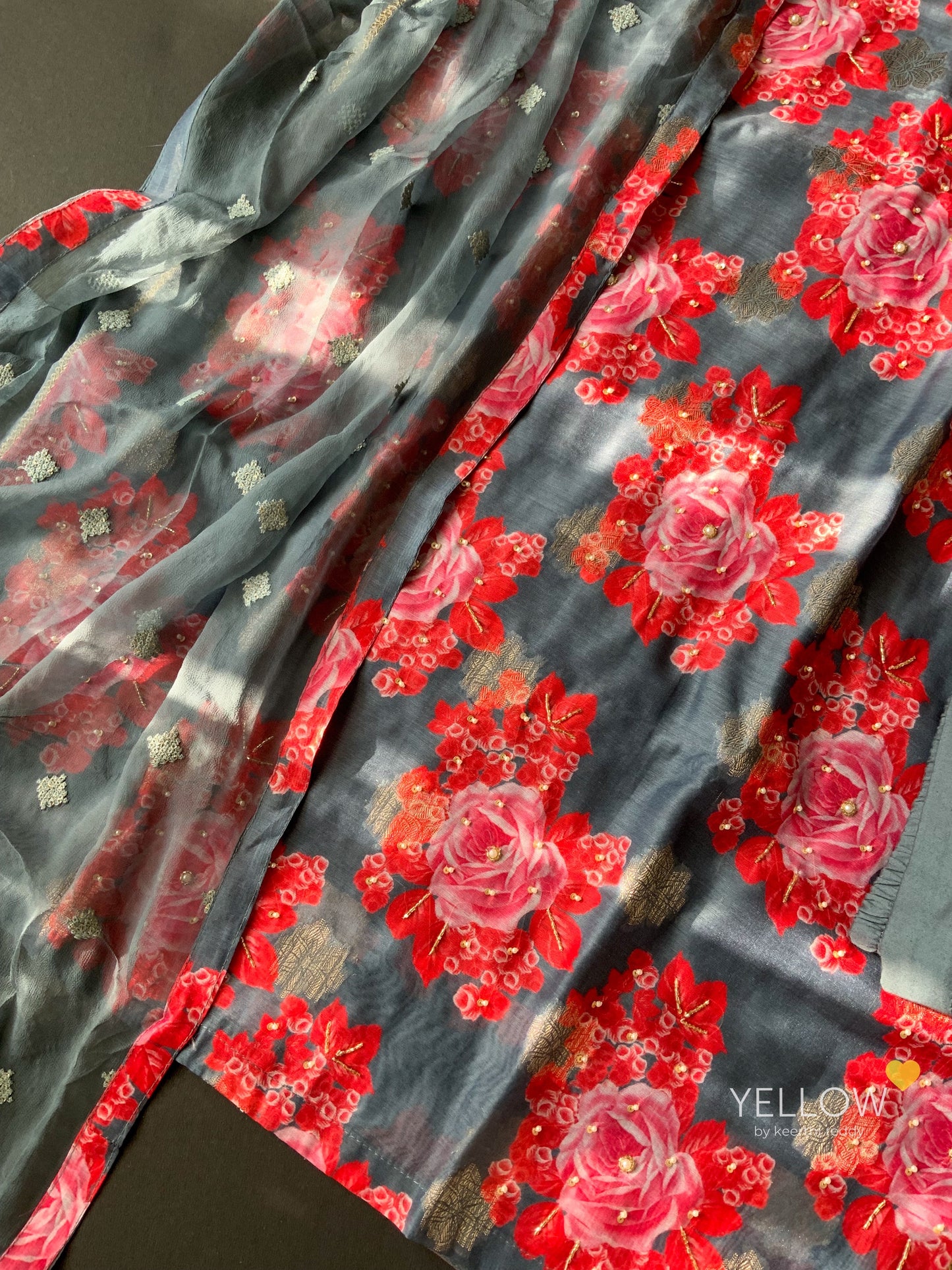 FLORAL CHANDERI SUIT