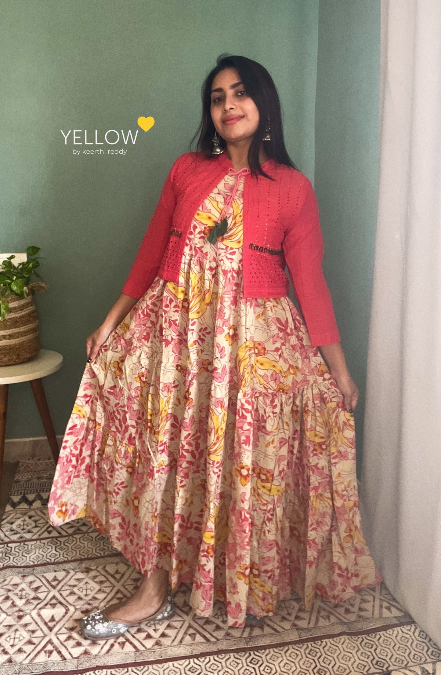 BLOCK PRINTED GOWN WITH JACKET