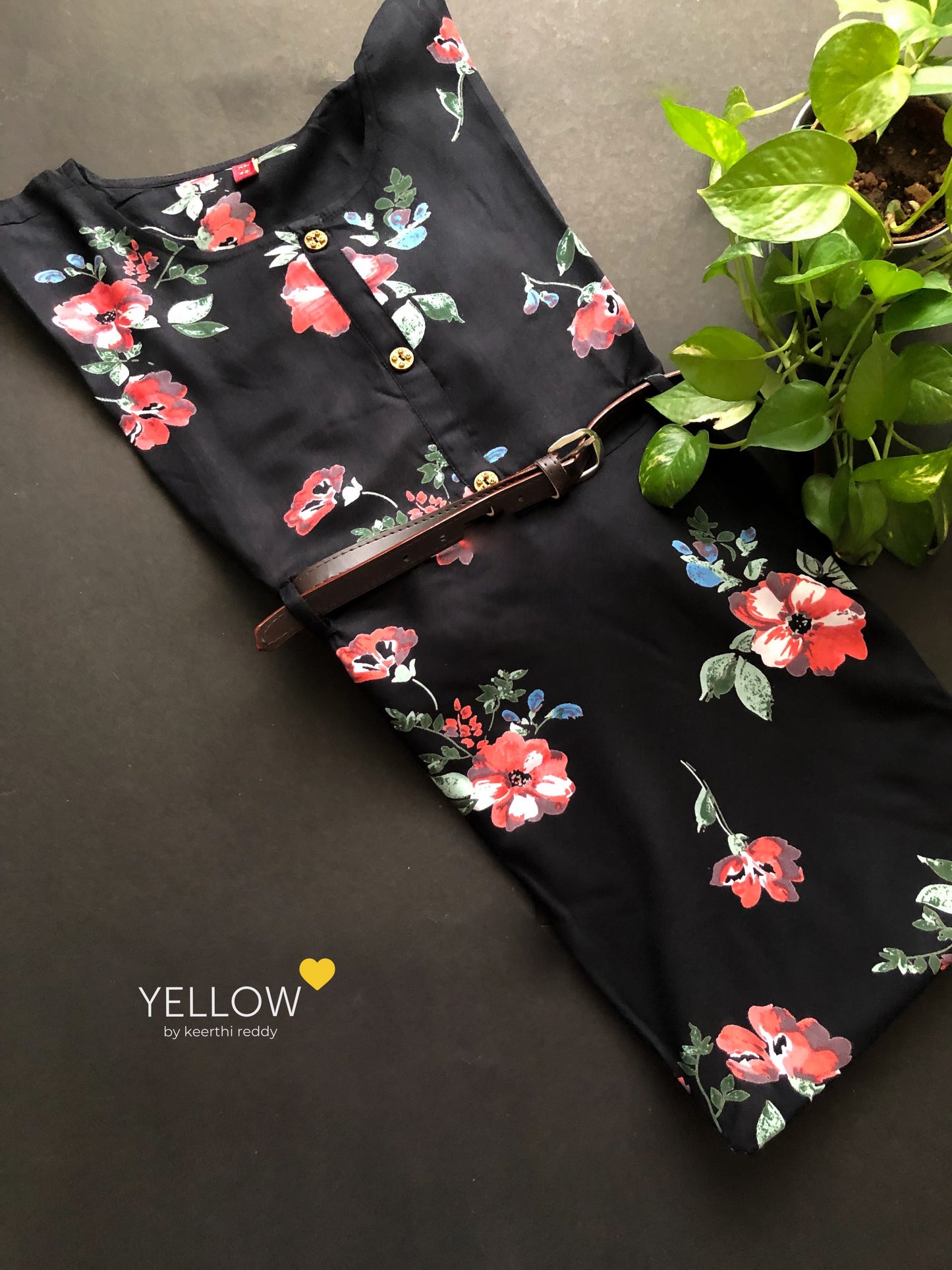 BLACK FLORAL GOWN