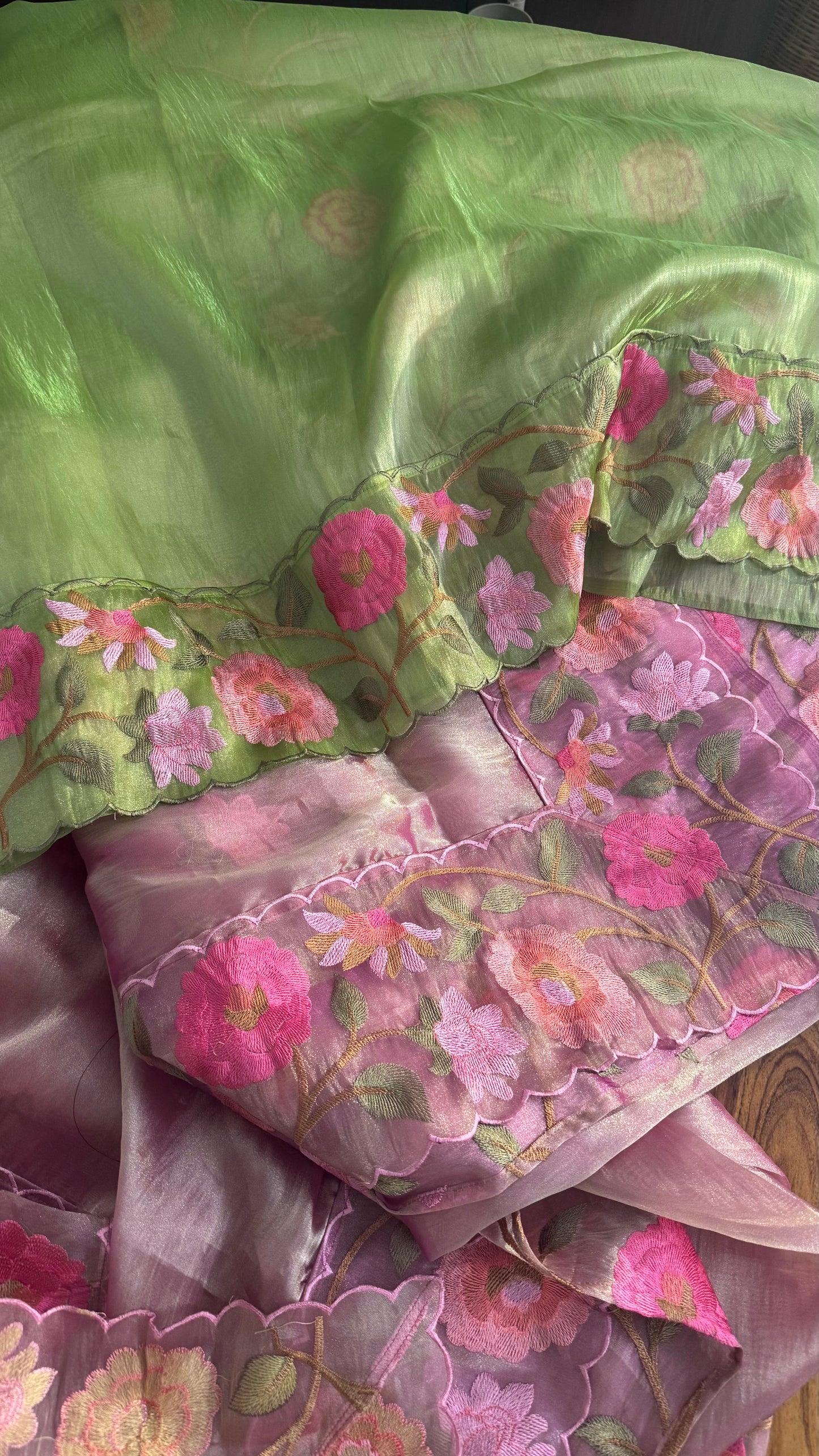 Organza embroidered saree