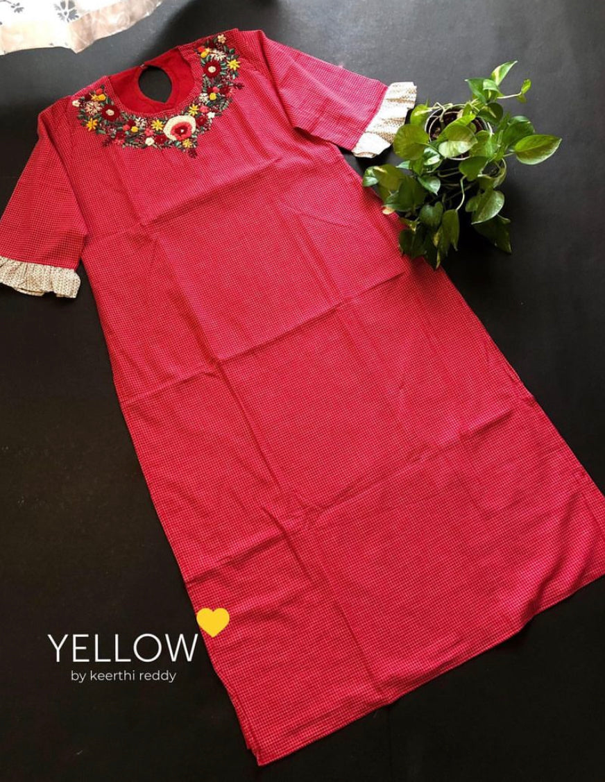 CHECKS EMBROIDERED KURTI