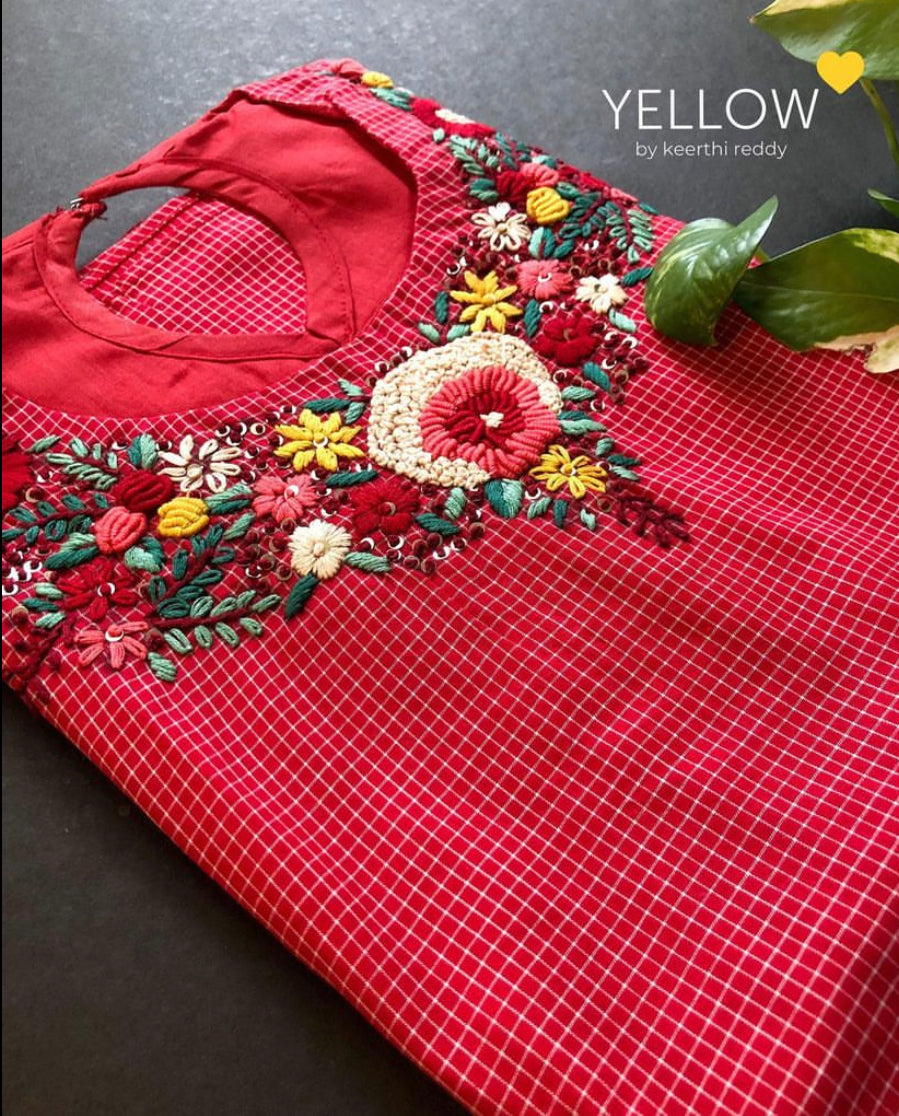 CHECKS EMBROIDERED KURTI
