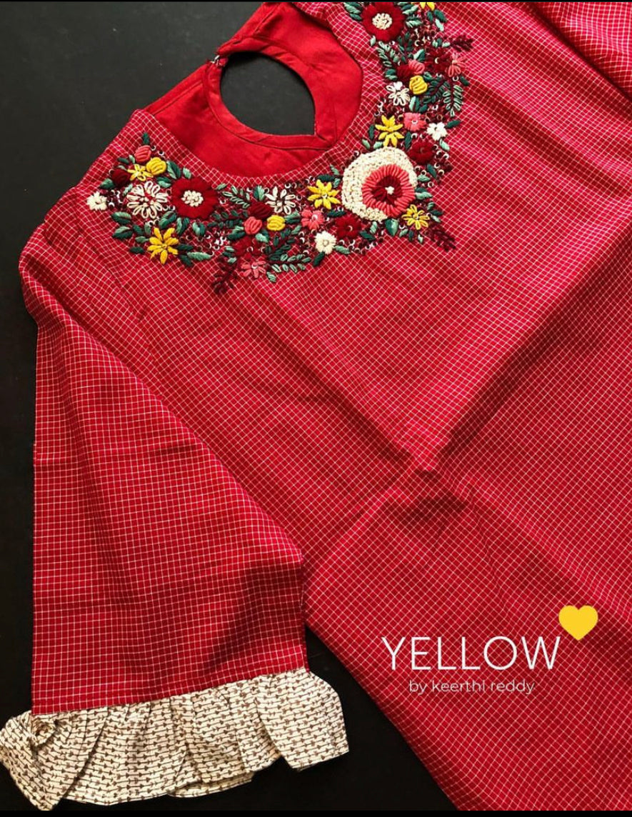 CHECKS EMBROIDERED KURTI
