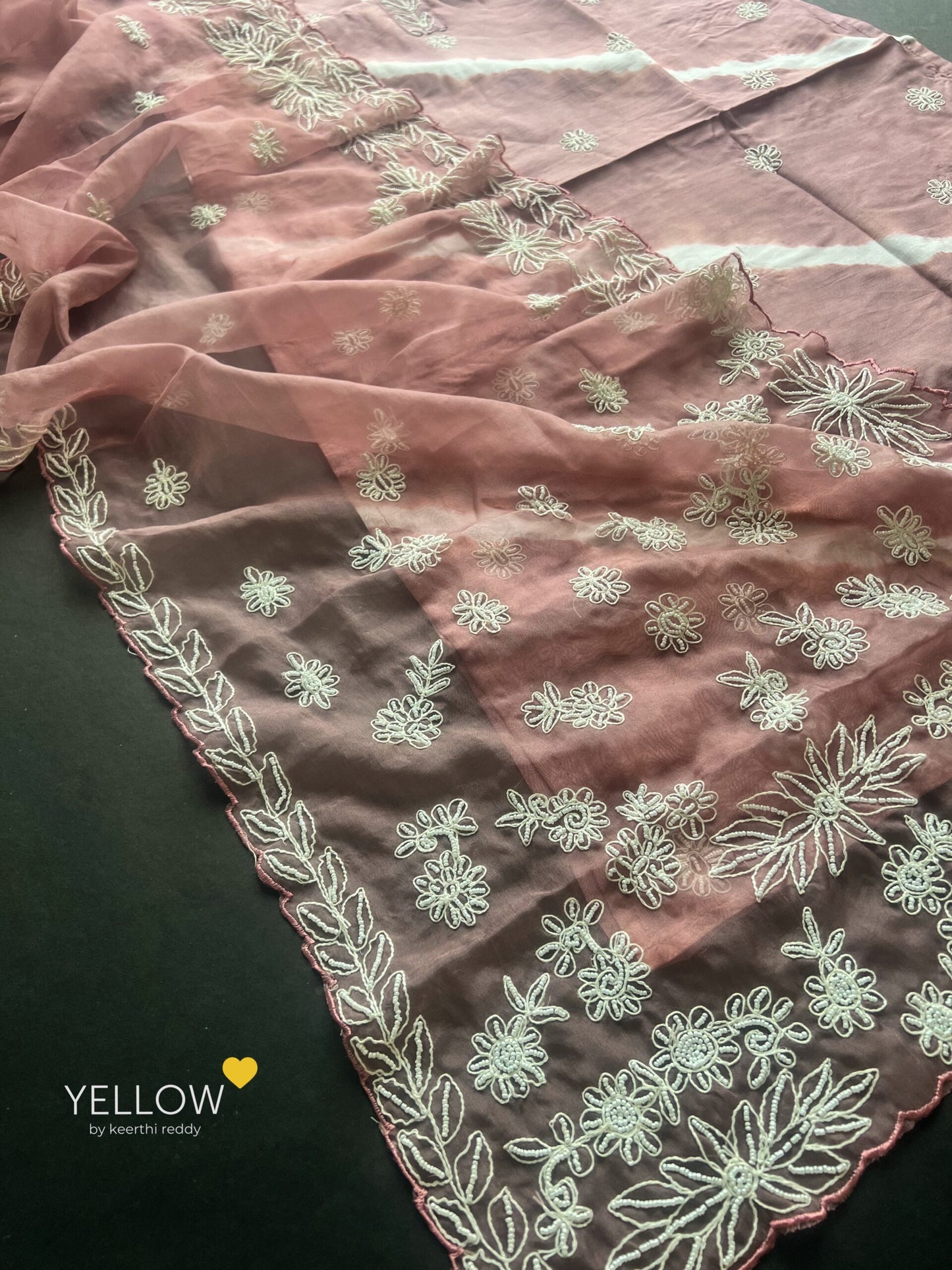 Mauve pearl work kurti with dupatta