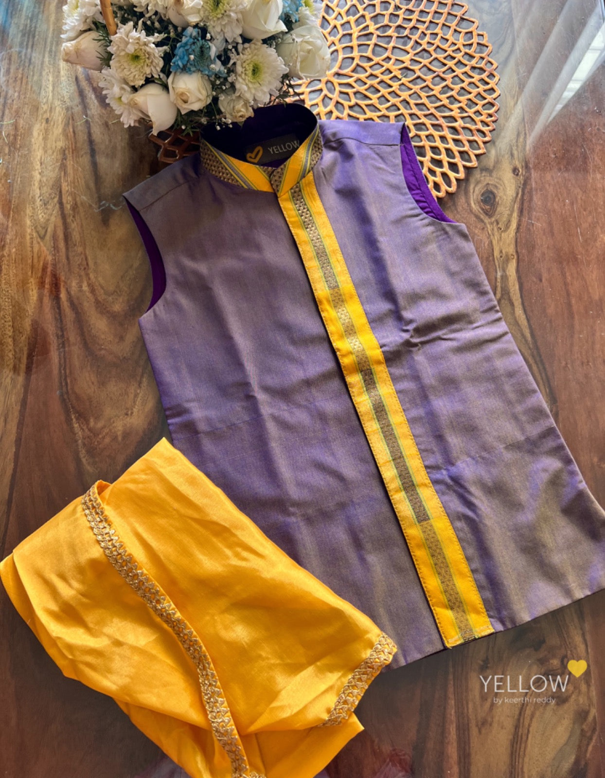 Sleeveless Silk Kurta Dhoti Set