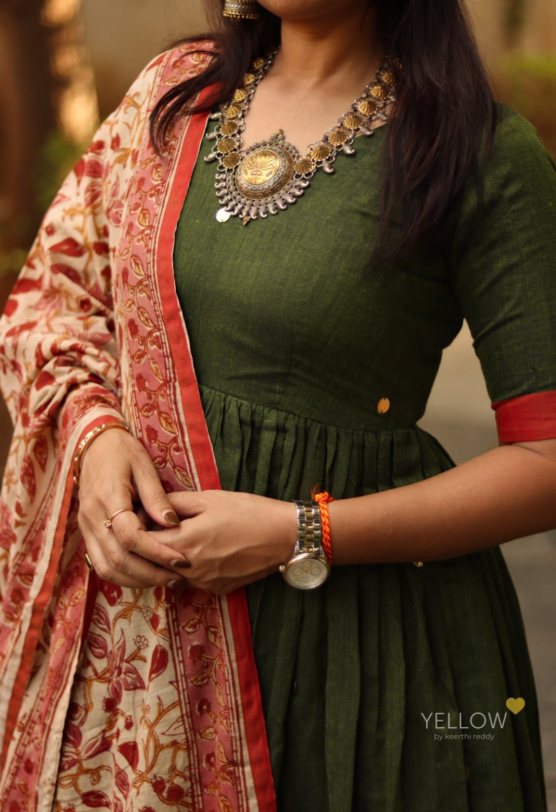 SOFT COTTON DRESS WITH KALAMKARI DUPATTA
