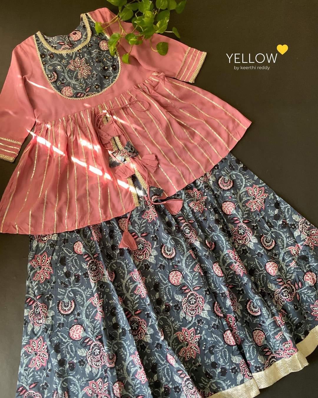 Block Print Cotton Dress With Gota Highlights