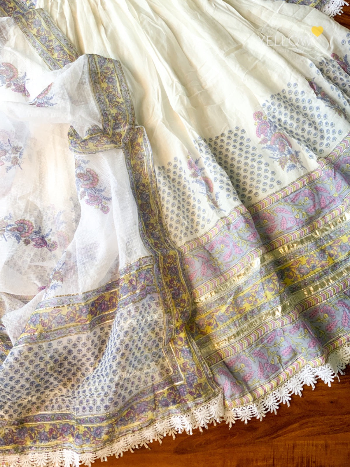 Mul Mul Anarkali with Heavy Thread Embroidery