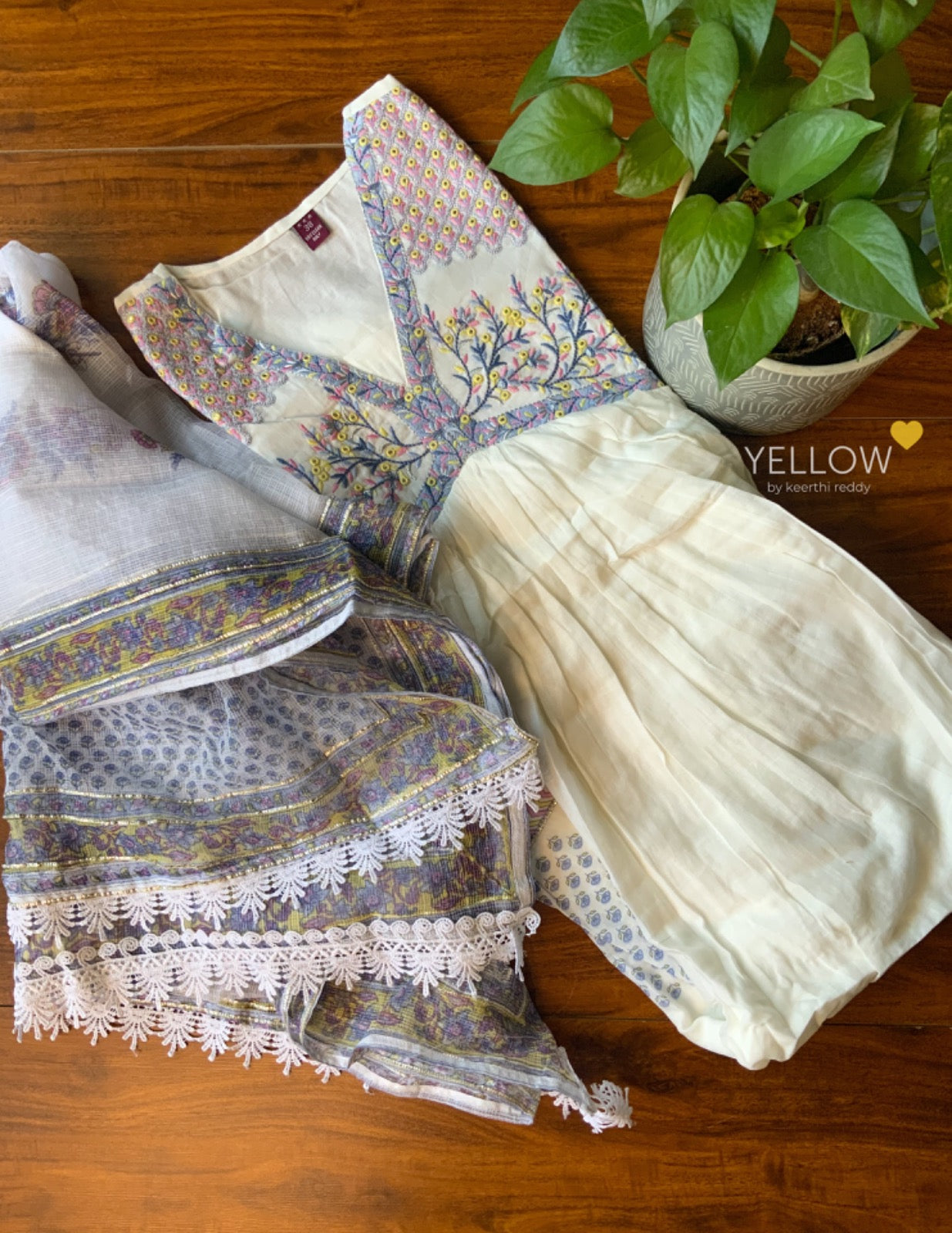 Mul Mul Anarkali with Heavy Thread Embroidery