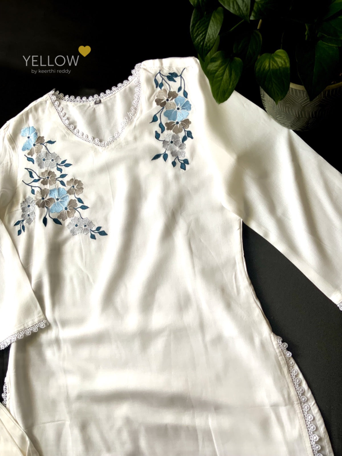 Rayon Kurti with Thread Embroidery & Palazzo