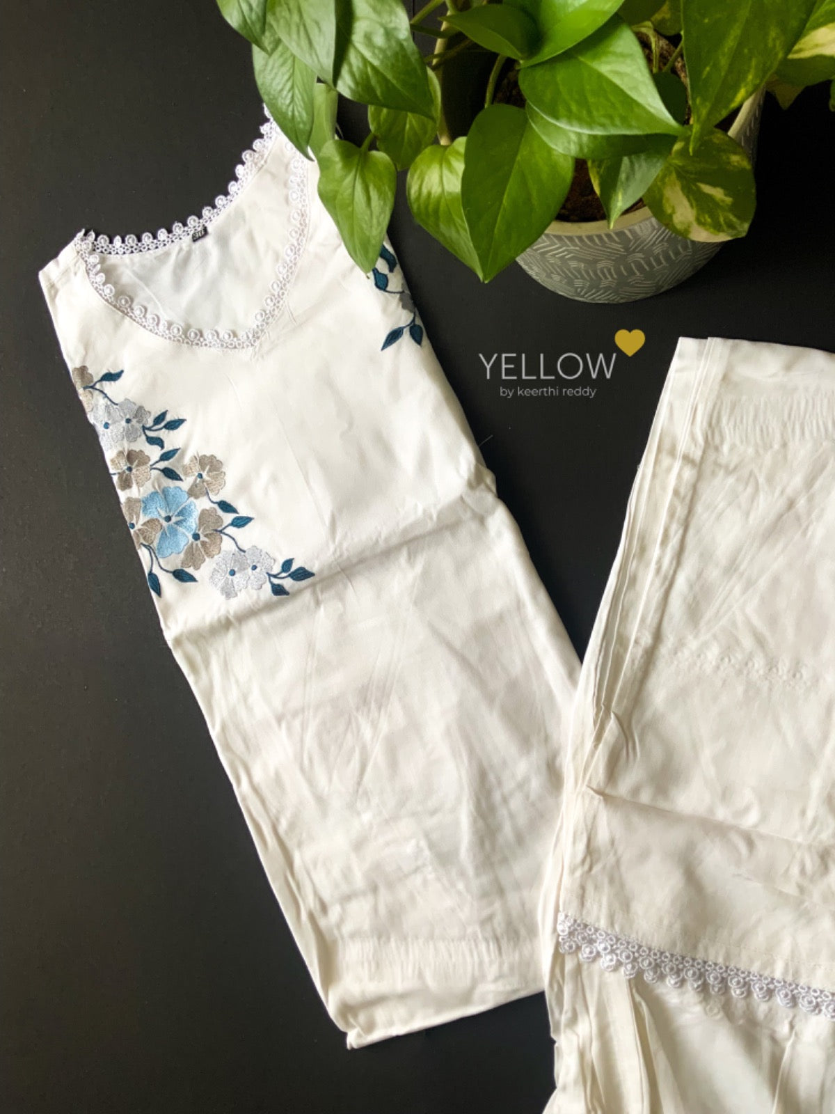Rayon Kurti with Thread Embroidery & Palazzo