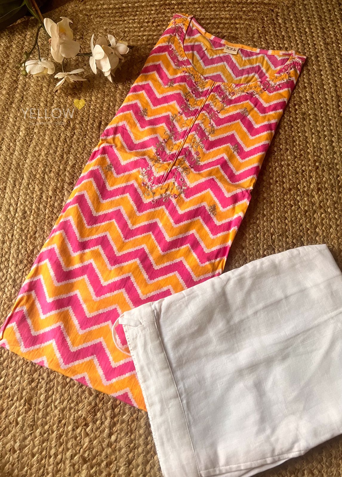 ZIG ZAG KURTI WITH LINEN PANTS