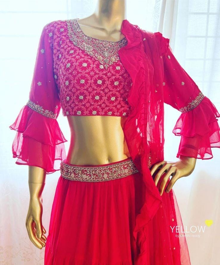 Heavy Embroidery Skirt with Croptop and Dupatta