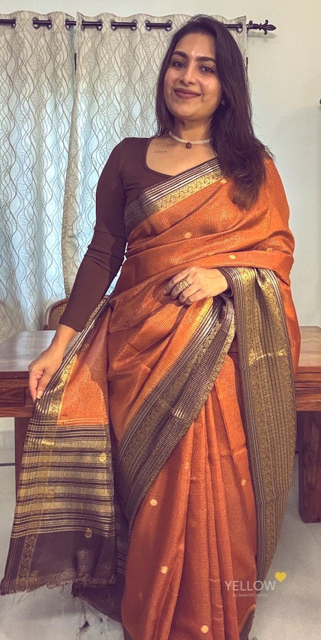 ZARI CHECKS VINTAGE SAREE