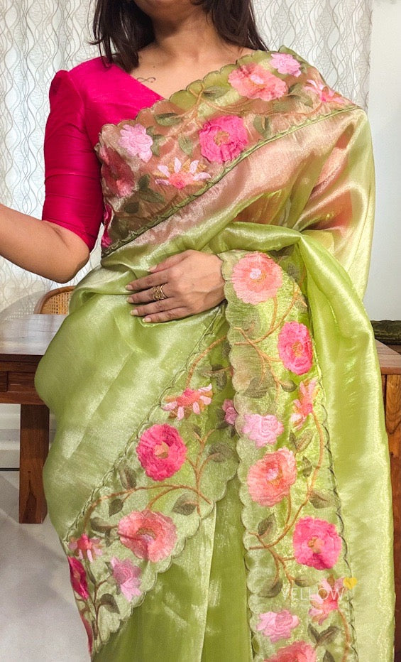 Organza embroidered saree