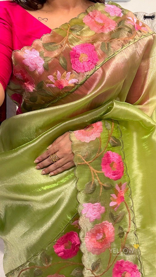 Organza embroidered saree