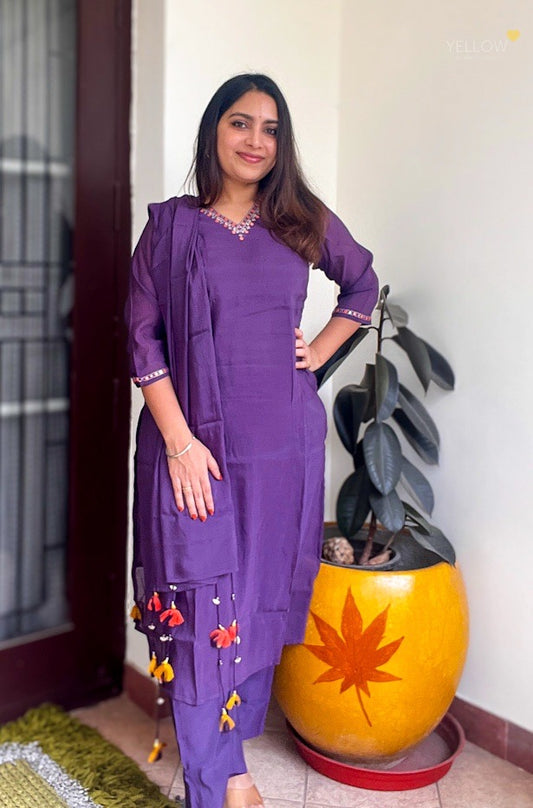 Purple chanderi dress