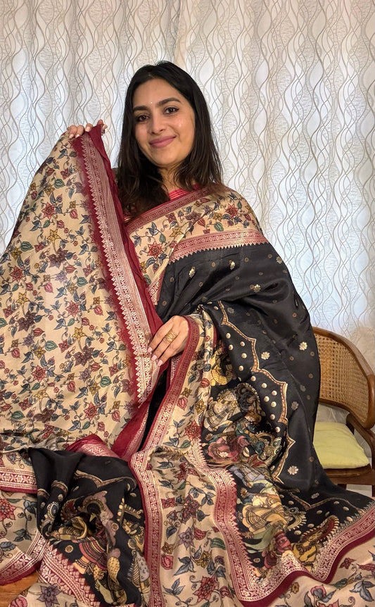 Kalamkari dola silk saree