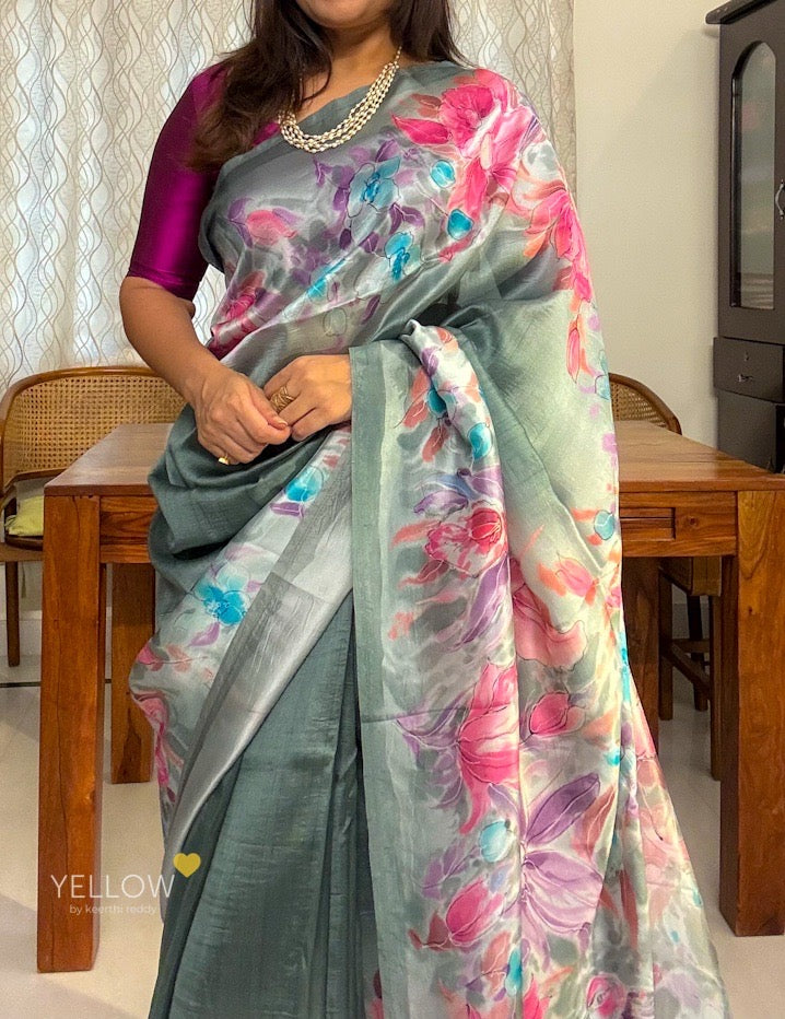 Floral printed saree