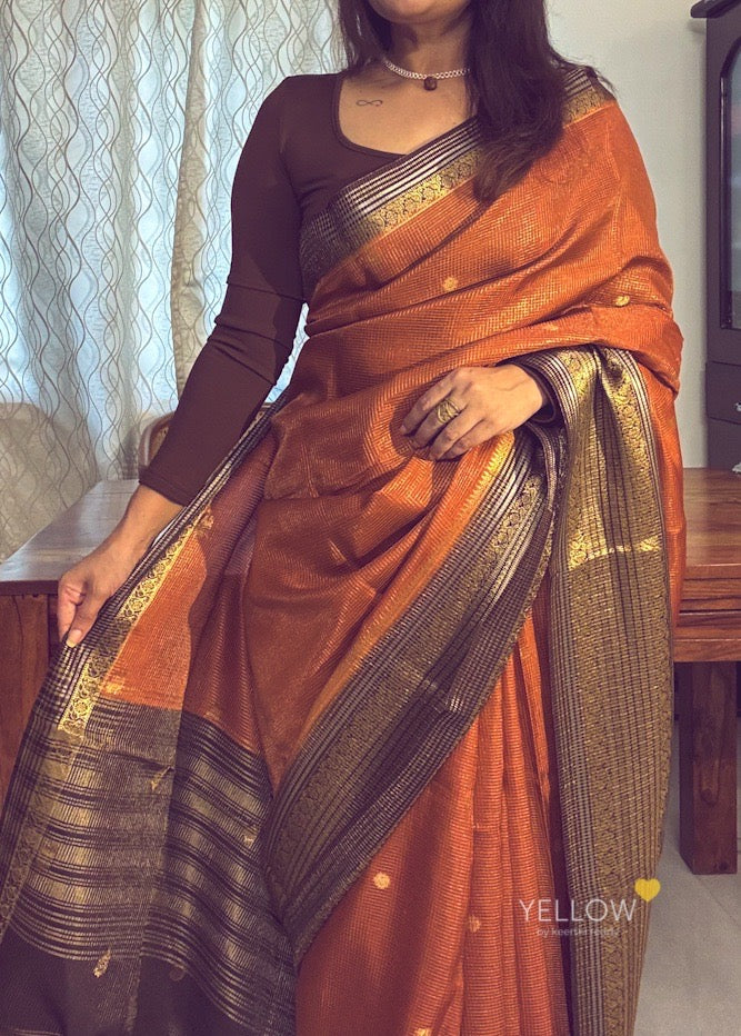 ZARI CHECKS VINTAGE SAREE