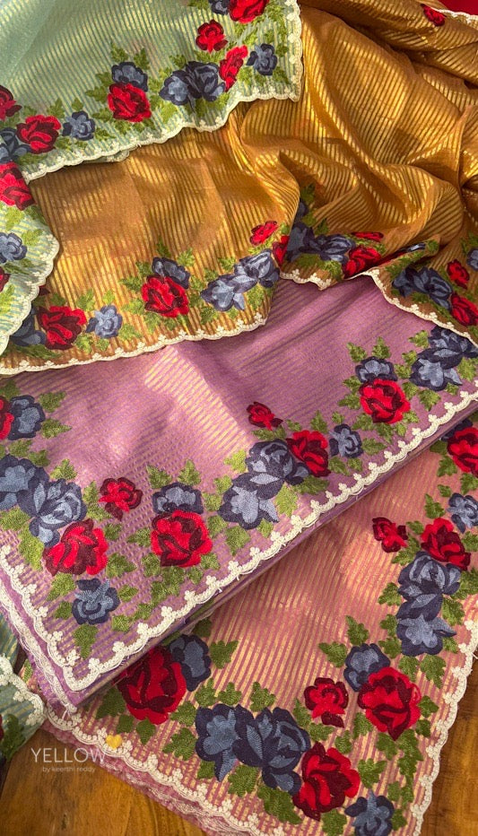 ORGANZA TISSUE THREADWORK SAREE