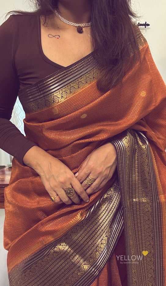 ZARI CHECKS VINTAGE SAREE
