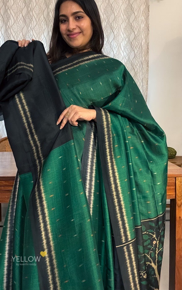 BLACK BORDER JAMDANI PRINTED PALLU