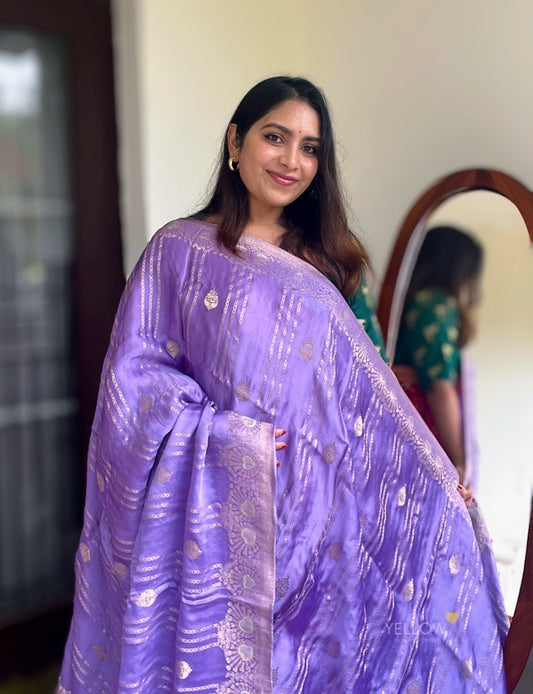 LILAC MASHRU BANARAS SAREE