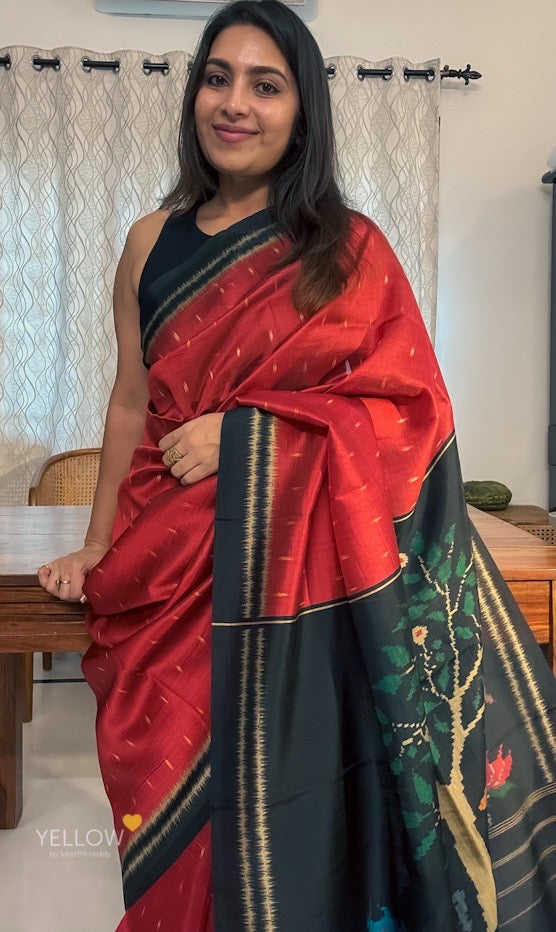 BLACK BORDER JAMDANI PRINTED PALLU