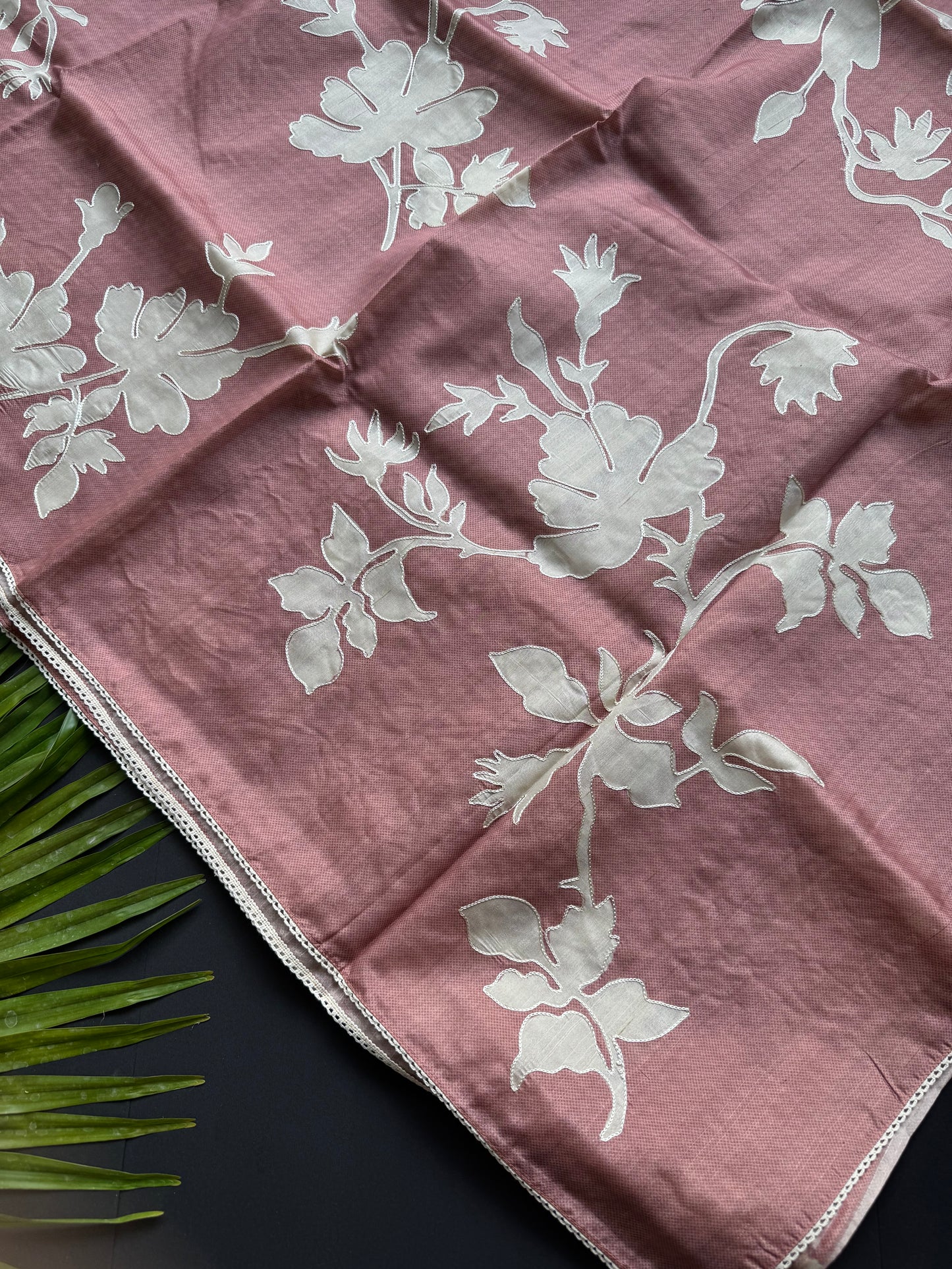 Tussar sarees with floral appliqué