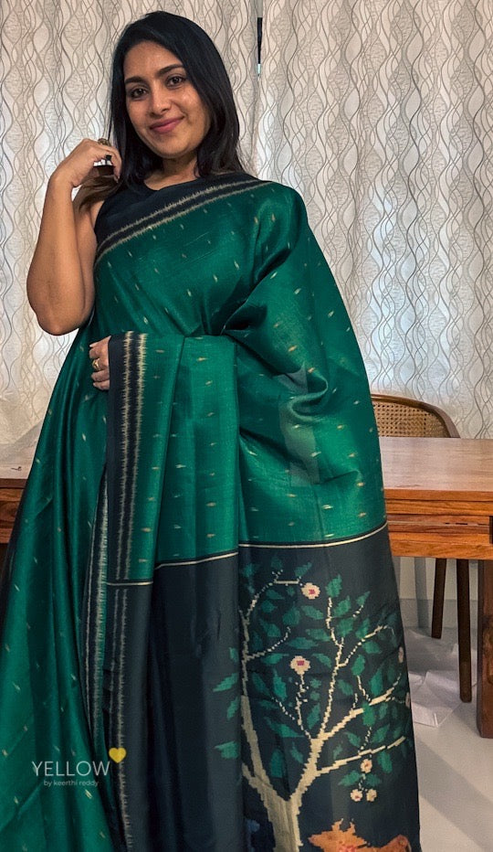 BLACK BORDER JAMDANI PRINTED PALLU