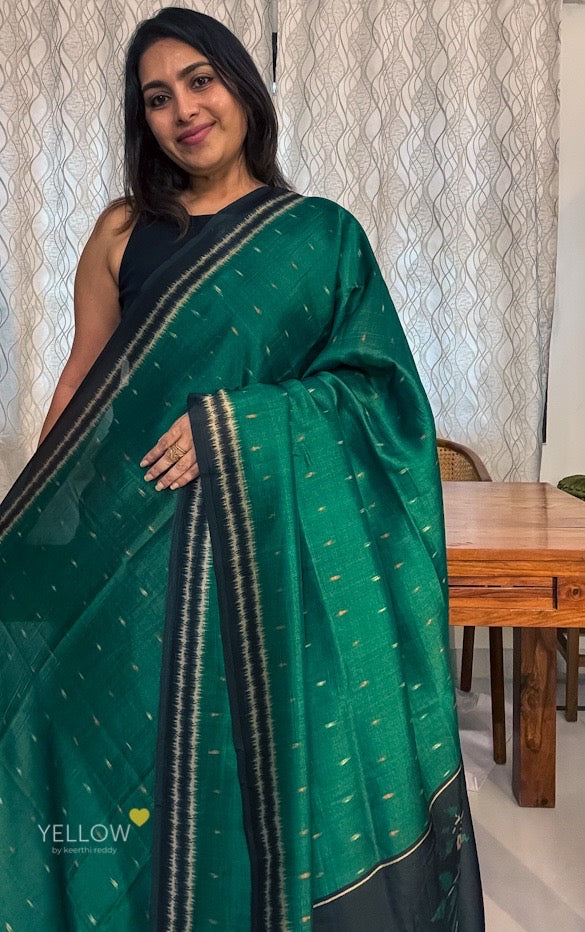 BLACK BORDER JAMDANI PRINTED PALLU