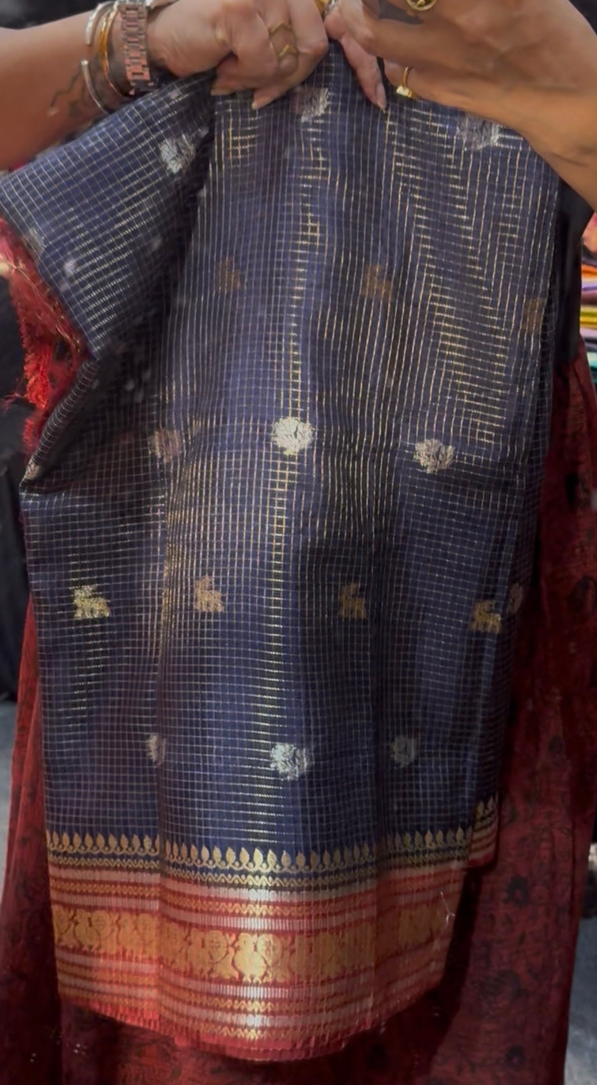 Vintage checks saree