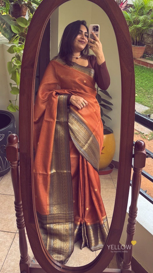 ZARI CHECKS VINTAGE SAREE