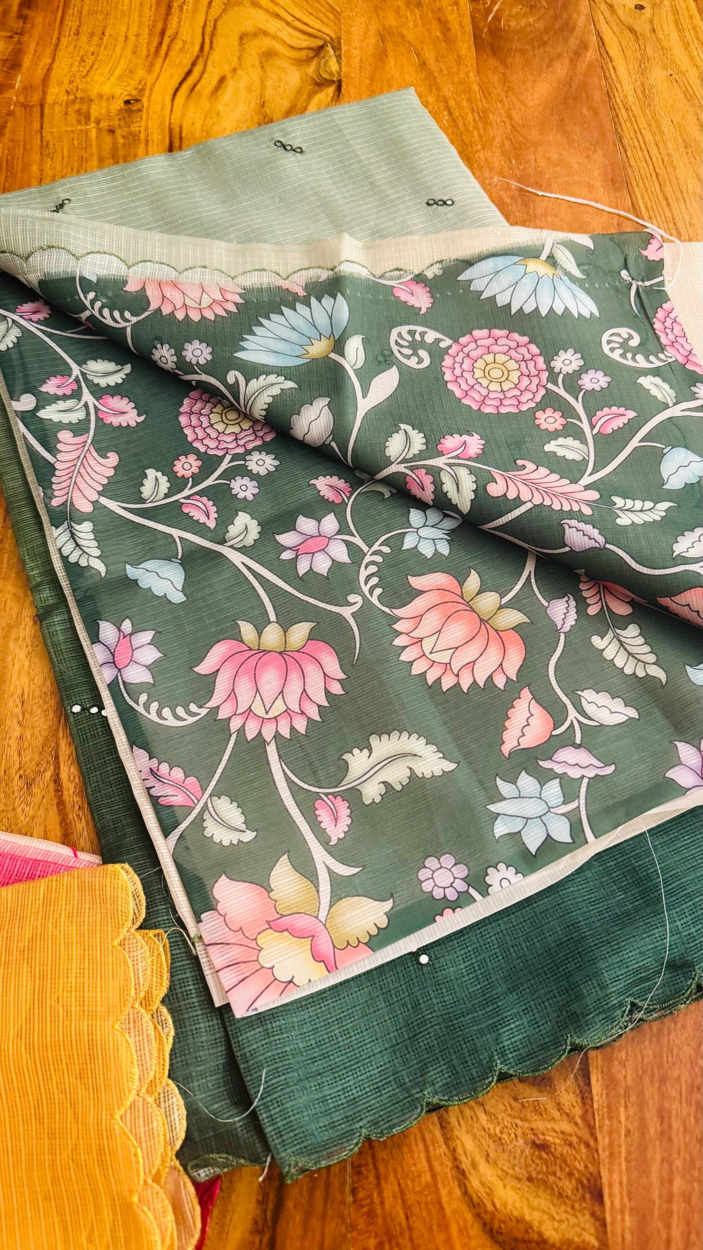 Shaded Kota sarees with mirror work