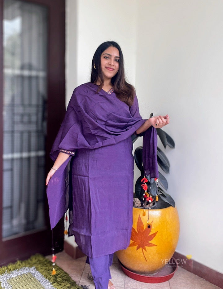 Purple chanderi dress