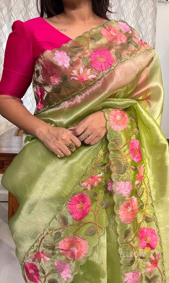 Organza embroidered saree