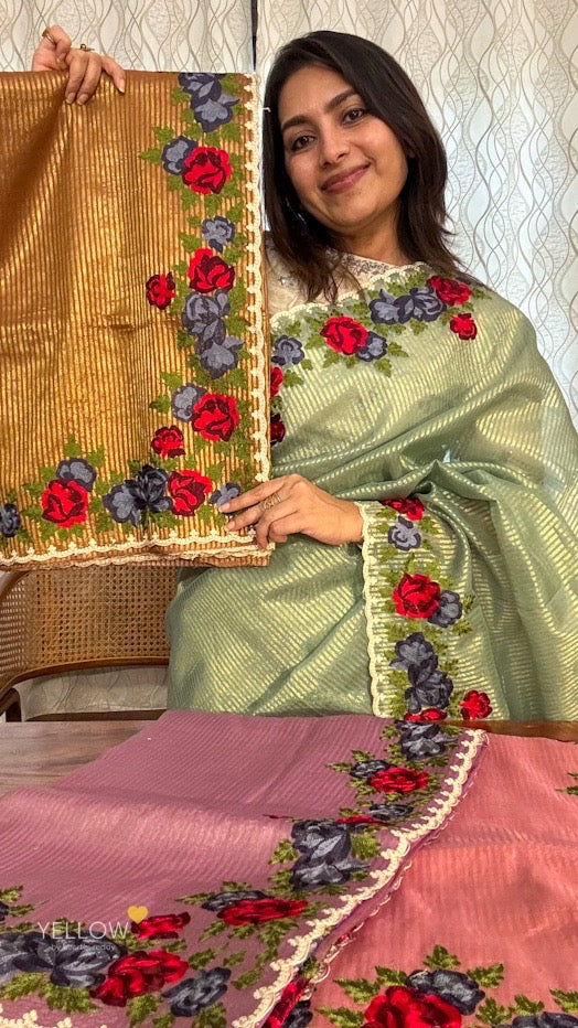 ORGANZA TISSUE THREADWORK SAREE