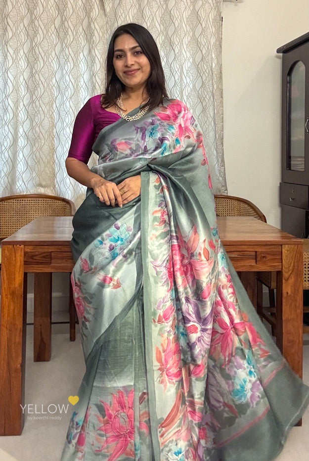 Floral printed saree