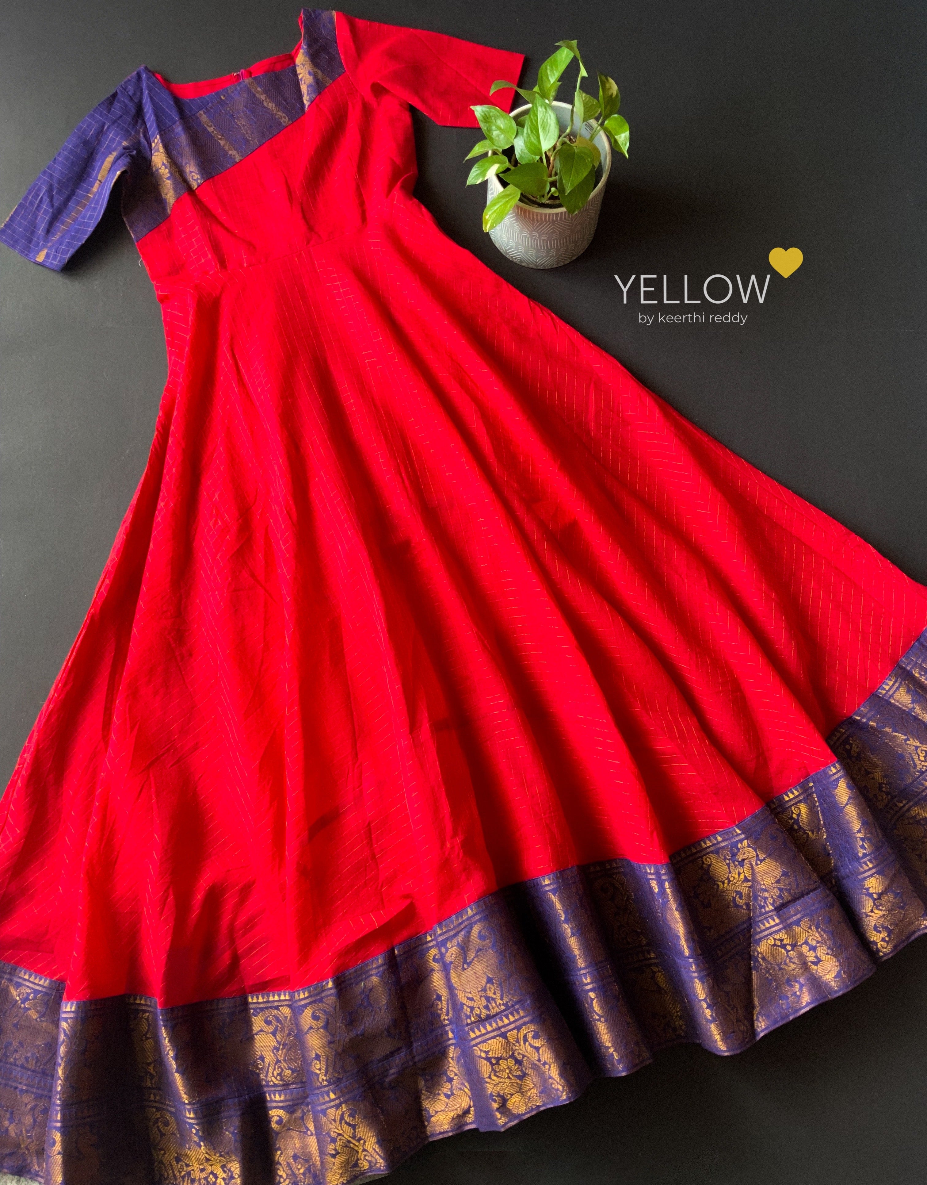 Traditional Check TRADITIONAL HANDLOOM CHECKS GOWN – Yellow By Keerthi Reddy