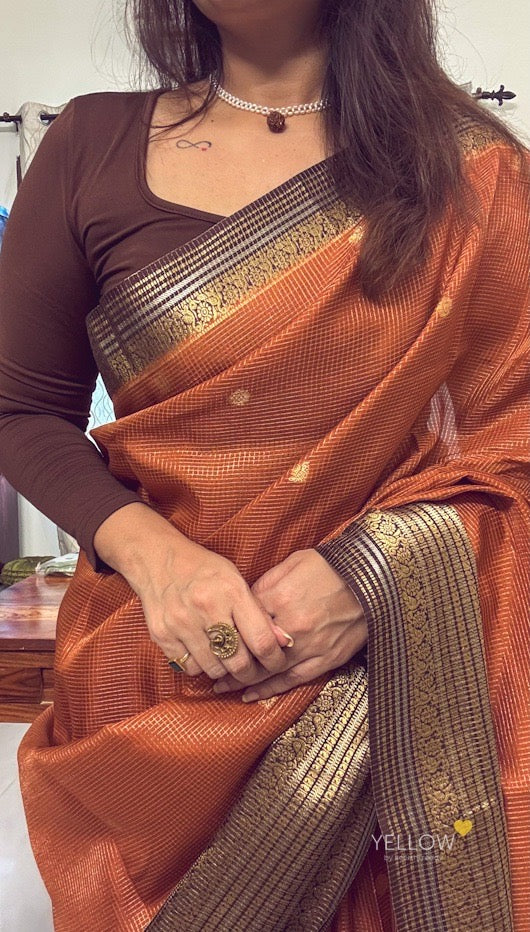 ZARI CHECKS VINTAGE SAREE